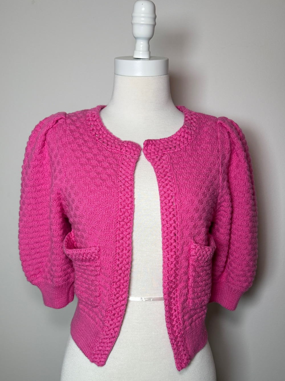 MAJORELLE - Women’s Pink Textured Knit Cardigan Sweater - NWT